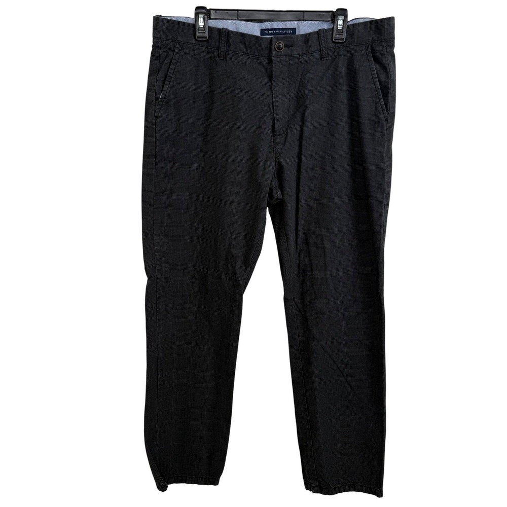 Tommy Hilfiger Plaid Chino Pants Mens 36x32 Flat Front‎ Casual Preppy